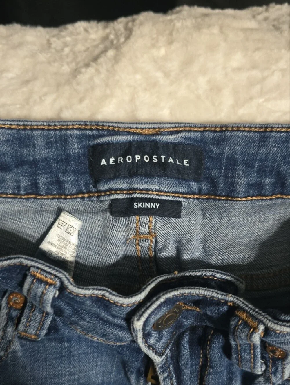 Aeropostale Men's Blue Skinny Jeans with Distressed Detail